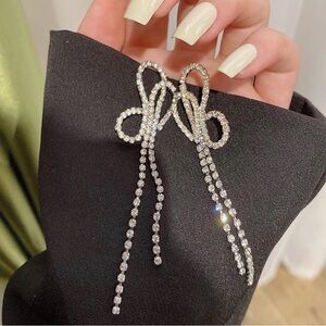 Crystal Bow Drop Earrings